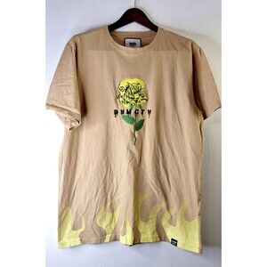 DENIMICITY Shirt Men's Sz 2XL Cotton Flames Rose Thrashed Grunge Skater Rave Y2K